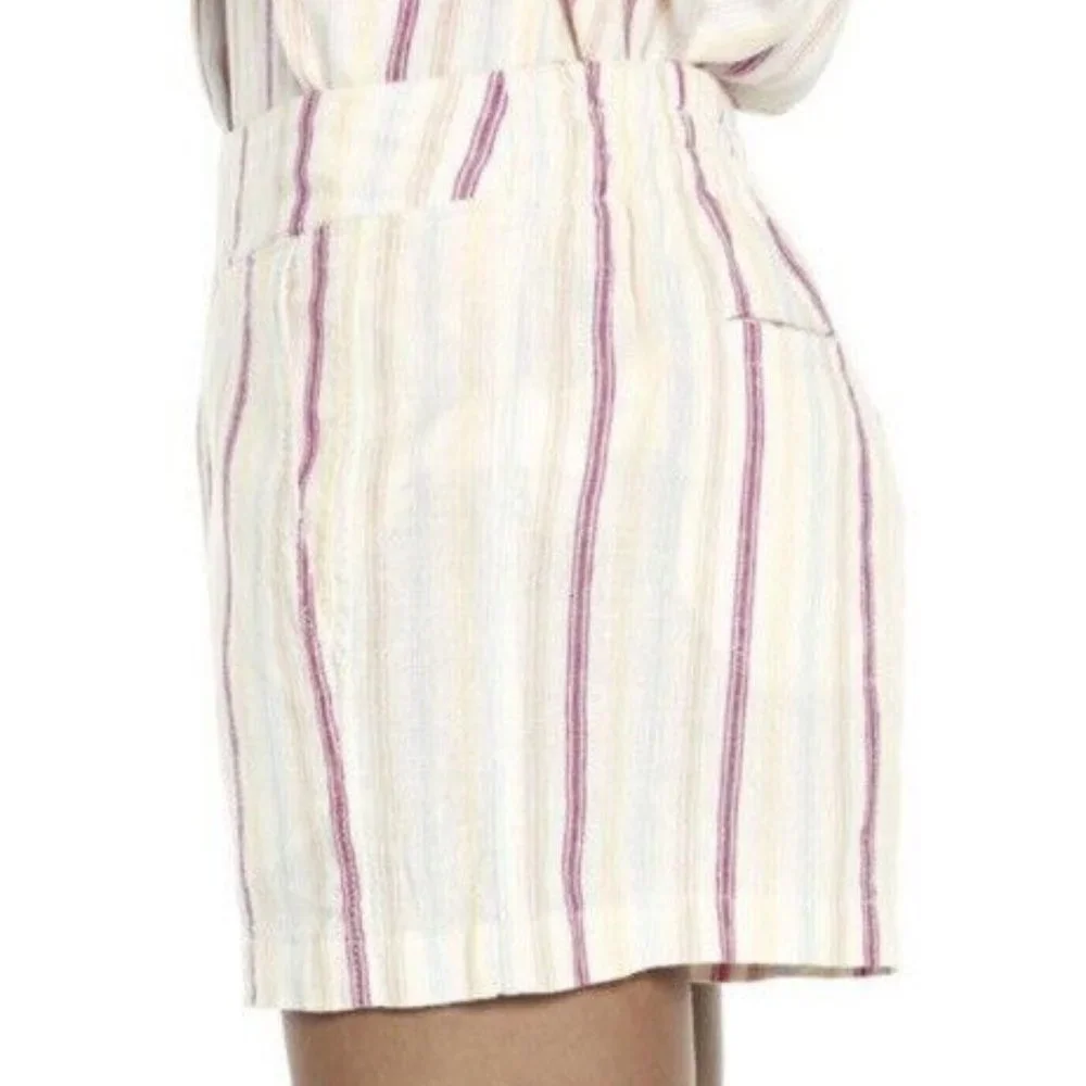 GAP Linen Blend Pull On Elastic Waistband Short "Dotted Sun Stripe"  NEW!! - Picture 5 of 12